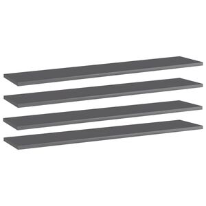 vidaXL Bookshelf Boards 4 pcs High Gloss Grey 100x20x1,5 cm Engineered Wood