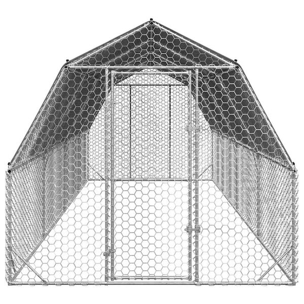 vidaXL Chicken Run with Roof 2.5x8x2.25 m Galvanised Steel