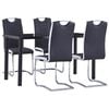 vidaXL 5 Piece Dining Set Faux Leather Black