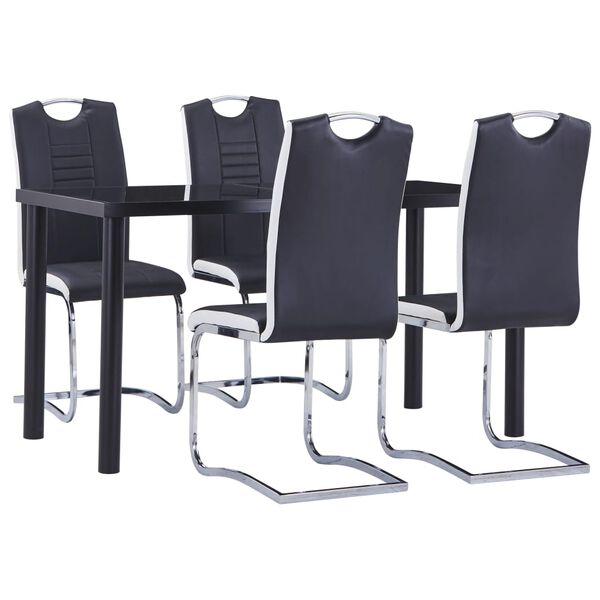 vidaXL 5 Piece Dining Set Faux Leather Black