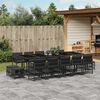 vidaXL 15 Piece Garden Dining Set with Cushions Black Poly Rattan