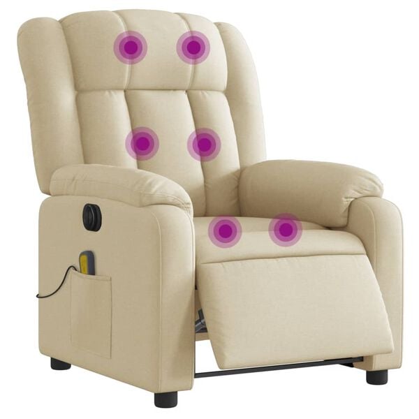 vidaXL Electric Massage Recliner Chair Cream Fabric