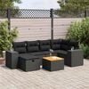 vidaXL 7 Piece Garden Sofa Set with Cushions Black Poly Rattan