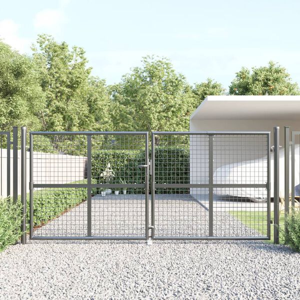 vidaXL Mesh Garden Gate Anthracite 300x125 cm Galvanised Steel
