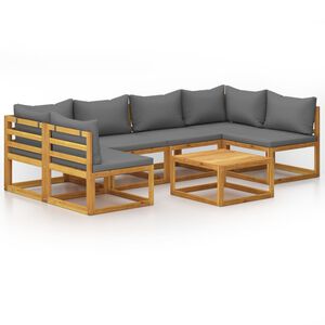 vidaXL 7 Piece Garden Lounge Set with Cushion Solid Acacia Wood