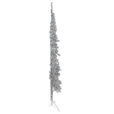 vidaXL Slim Artificial Half Christmas Tree with Stand Silver 240 cm