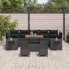 vidaXL Garden Sofa Set Height-Adjustable 10 pcs Black Poly Rattan