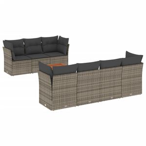 vidaXL 8 Piece Garden Sofa Set with Cushions Grey Poly Rattan