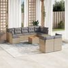 vidaXL 10 Piece Garden Sofa Set with Cushions Beige Poly Rattan