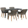 vidaXL Garden Dining Set with Cushion 5 pcs Grey Poly Rattan