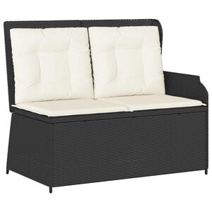 vidaXL Garden Bench with Cushion Black Poly rattan