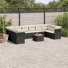 vidaXL 11 Piece Garden Sofa Set with Cushions Black Poly Rattan