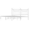 vidaXL Metal Bed Frame without Mattress with Headboard White 180x200cm