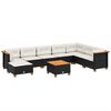vidaXL 9 Piece Garden Sofa Set with Cushions Black Poly Rattan