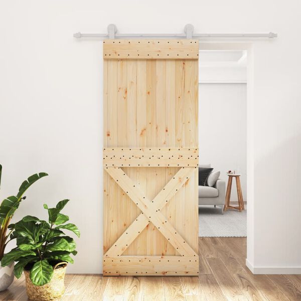 vidaXL Sliding Door with Hardware Set 85x210 cm Solid Wood Pine
