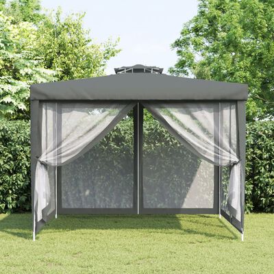 vidaXL Gazebo with Double Roof Anthracite 3x3x2.68 m Fabric