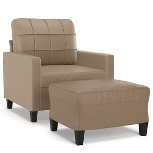 vidaXL Sofa Chair with Footstool Cappuccino 60 cm Faux Leather