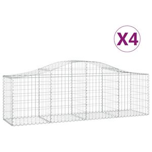 vidaXL Arched Gabion Baskets 4 pcs 200x50x60/80 cm Galvanised Iron