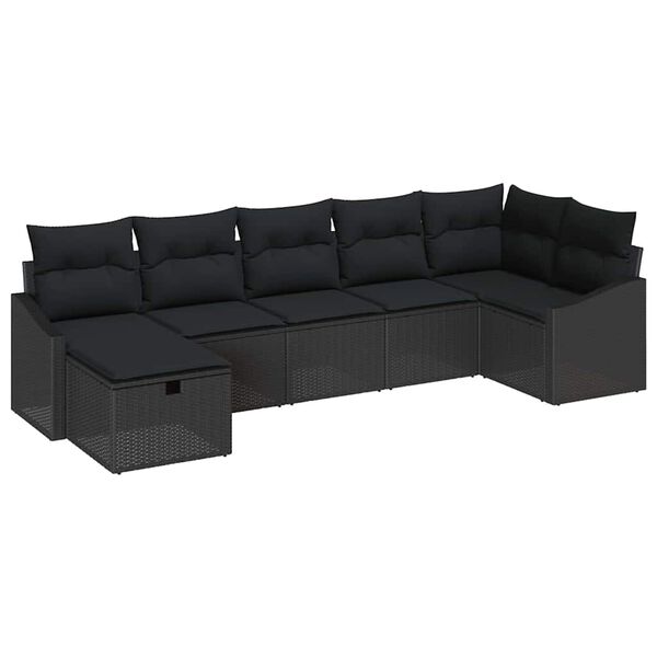 vidaXL Sofa Set with Cushion 7 pcs Poly Rattan