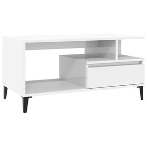 vidaXL Coffee Table High Gloss White 90x49x45 cm Engineered Wood
