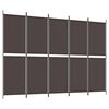 vidaXL 5-Panel Room Divider Brown 250x180 cm Fabric