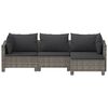 vidaXL 4 Piece Garden Lounge Set with Cushions Grey Poly Rattan