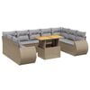 vidaXL 10 Piece Garden Sofa Set with Cushions Beige Poly Rattan