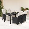 vidaXL 5 Piece Garden Dining Set with Cushions Black Poly Rattan