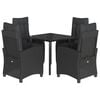 vidaXL 5 Piece Garden Dining Set with Cushions Black Poly Rattan