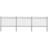 vidaXL Garden Fence with Hoop Top Steel 504x120 cm Black