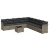 vidaXL 10 Piece Garden Sofa Set with Cushions Grey Poly Rattan