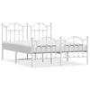 vidaXL Metal Bed Frame without Mattress with Footboard White 135x190cm