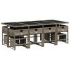 vidaXL 13 Piece Garden Dining Set with Cushions Grey Poly Rattan