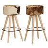 vidaXL Bar Stool | Brown | Real goat leather, solid mango wood | Medium
