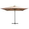vidaXL Cantilever Garden Parasol with LED lights and Steel Pole 250x250 cm Taupe