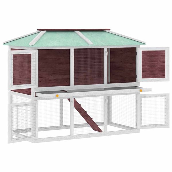 vidaXL Animal Rabbit Cage Double Floor Brown Wood