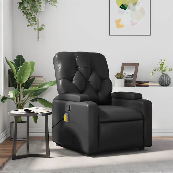 vidaXL Massage Recliner Chair Black Faux Leather