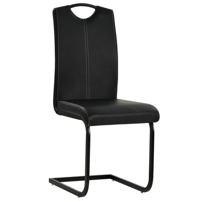 vidaXL Cantilever Dining Chairs 6 pcs Black Faux Leather