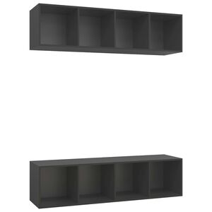 vidaXL Wall-mounted TV Cabinets 2 pcs Grey Engineered Wood