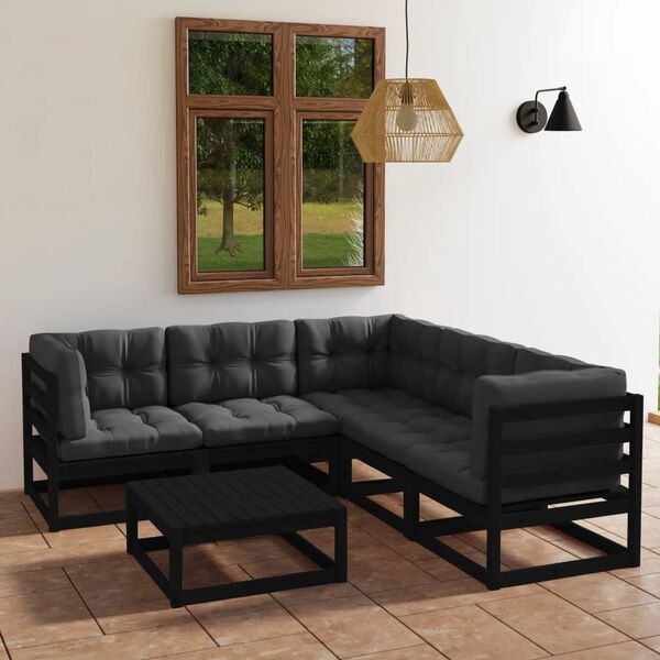 vidaXL 6 Piece Garden Lounge Set with Cushions Solid Pinewood