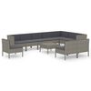 vidaXL 11 Piece Garden Lounge Set with Cushions Poly Rattan Grey