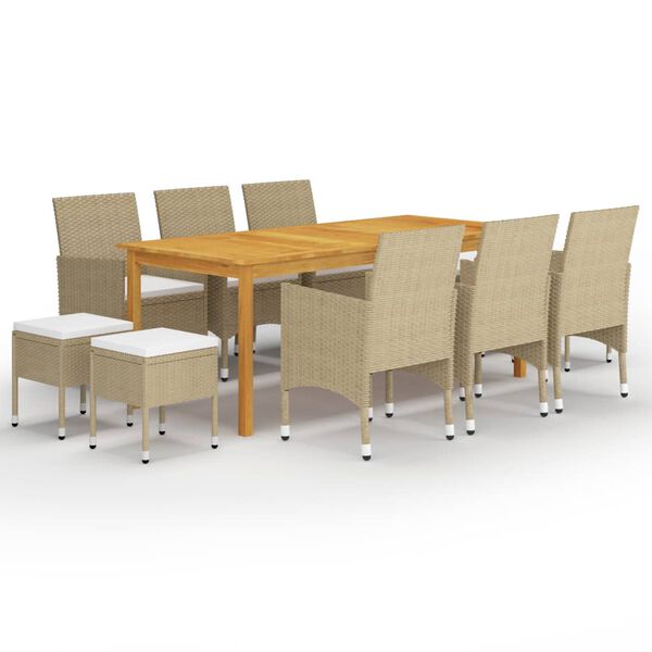vidaXL 11 Piece Garden Dining Set Beige