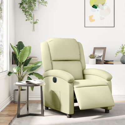 vidaXL Electric Recliner Chair Cream Real Leather