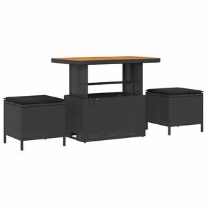 vidaXL Garden Dining Set 3 pcs Black Poly Rattan