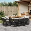 vidaXL 11 Piece Garden Dining Set with Cushions Black Poly Rattan