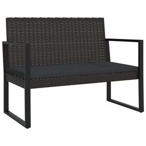vidaXL Garden Bench with Cushions Black 106 cm Poly Rattan