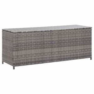 vidaXL Outdoor Storage Box | Grey | Poly Rattan and Powder-Coated Steel