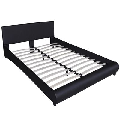 vidaXL Bed Frame Black Faux Leather Double Size