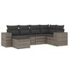 vidaXL 6 Piece Garden Sofa Set with Cushions Grey Poly Rattan