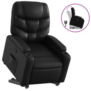 vidaXL Stand up Recliner Chair Black Faux Leather